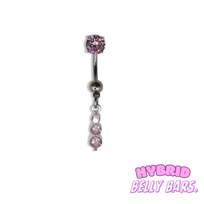 Triple Drop Belly Bar - Rose