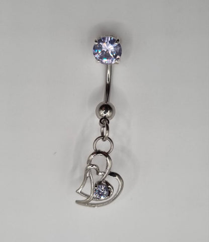 Double Heart Belly Bar - Lavender