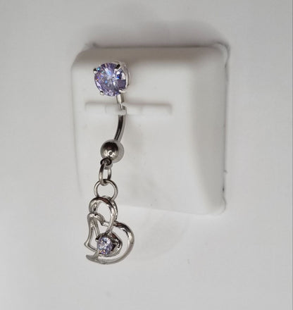 Double Heart Belly Bar - Lavender