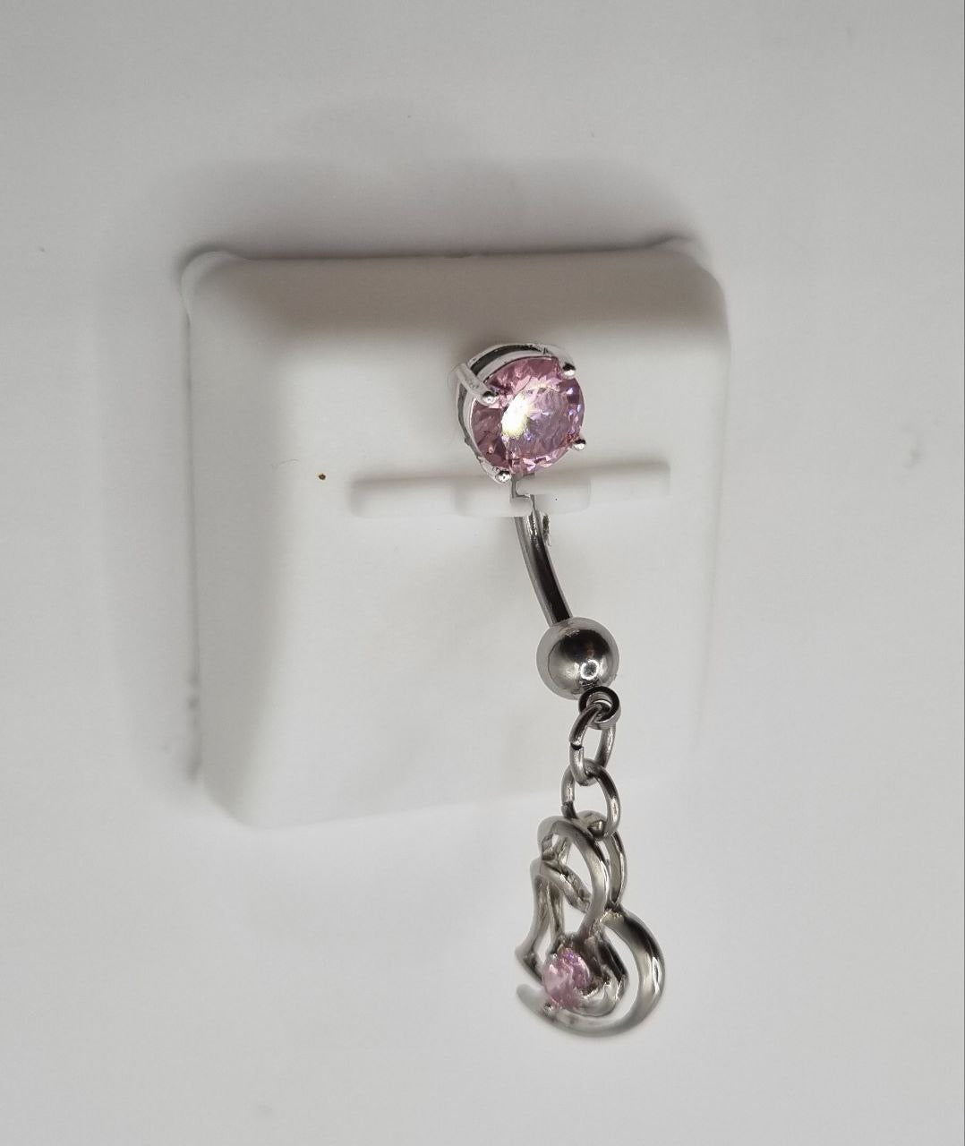 Double Heart Belly Bar - Rose