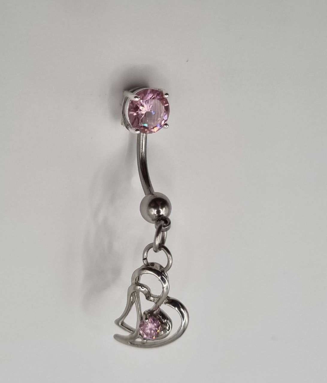 Double Heart Belly Bar - Rose